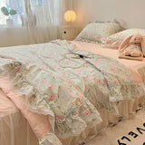 Triogift Summer Quilt   2024 New  Cotton Korean Ins Lace Fragmented Series  Air Condition Quilt High Quality Summer Blanket set