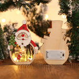 Triogift  LED Luminous Santa Claus Snowman Wooden Ornament Christmas Decorations Xmas Desktop Glowing Gift Home Decoration Party Supplies