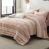 Triogift Comforter Set, Striped Bedding Set All Season, Bed in a Bag with Comforter, Sheets, Pillowcases & Shams, Twin, Cal King