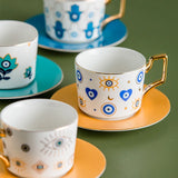 Triogift  -  Blue Eye Ceramic Coffee cup European Fashion Coffee cup Dish Set Home Afternoon Tea Tea Cup tea cups and saucer sets  coffee cup