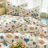 Triogift  Home Textiles Bedding Set Soft Cotton Quality Queen Duvet Cover Set Sheets Pillowcase Bed Linen Single Double Bedding Sets 이불