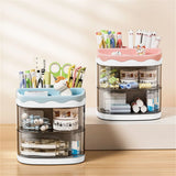 Triogift Cute Pen Pencil Pot Holder Brush Storage Box Container Desk Organizer Multifunction Stationery Office Supplies Desk Hold Pens