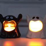 Triogift 2024 New Halloween Ghost Lamp With LED Flameless Candles Decorative Halloween Party Ghosts Horror Atmosphere Props Decoration