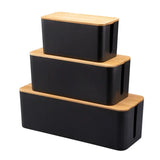 Triogift Cable Storage Box Power Strip Case Wooden Power Line Wire Management Organizer Anti-Dust Charger Socket Network Line Storage Bin