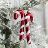 Triogift 2pcs Christmas Tree Ornaments Snowman Crutch Elk Xmas Tree Pendant Christmas Decoration for Home New Year Gifts Kids Toys