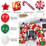 Triogift Christmas Balloon Set Candy Cane Aluminum Red Green Christmas Tree New Year Party Balloon Chain Arch Decoration Supplies Gifts