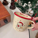 Triogift  -  Kawaii Dog Christmas Mug Gift Coffee Water Cup Cute Ceramic Handmad Milk Tea Water Juice Mocha Lovers Breakfast Cup Gift 300ml