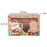 Triogift Christmas Candy Cookies Boxes Kraft Paper Gift Box Food Bakery Treat Boxes with Clear Window Navidad decor Xmas Gift Bag Noel