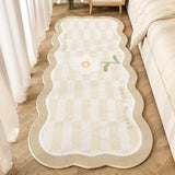 Triogift Cute Cartoon Plaid Pattern Soft Plush Carpet Bedroom Bedside Home Decor mats Living Room Floral IG Fluffy