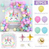 Triogift Unicorn Rainbow Birthday Party Backdrop Balloon Macaron Raindow Glitter Ballon Baby Shower Girl Birthday Party Background Decor