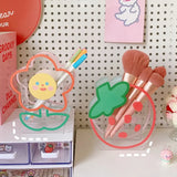 Triogift Kawaii Transparent Acrylic Pen Holder Desktop Organizer INS New Fashion Cute Bear Bunny Office Stationery Cosmetics Storage Box