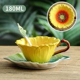 Triogift  -  200ml Ceramic Coffee Cup Saucer Flower Type Mug Exquisite Afternoon Tea Latte Coffee Cup Home Breakfast Milk Mug Birthday Gifts