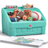 Triogift 2-In-1 Toddler Toy Storage Box Plastic Durable with Lid Bedroom Playroom