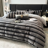 Triogift Faux fur Bed linen warm winter bed cover full set Microfiber Duvet cover bed sheets set double bed Bedding set Quilt cover set