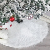 Triogift  1pcs White Christmas Tree Skirt 78/90/122cm Plush Faux Fur Xmas Tree Carpet Decoration Ornament New Year Navidad Home Deco