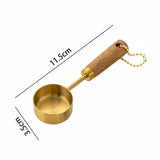 Triogift 1PC Measuring Cup Gold-Plated Measuring Spoon Measuring Spoon  Coffee Scoop Spoon With Wooden Handle Cake Kitchen Baking Tools