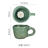 Triogift  -  360ml Cups Ceramic Funny Cartoon Animal Tea Milk Cups Cute Handmade 3D Snail Daisy Dog Cat Coffee Mugs Creative Unique Gifts