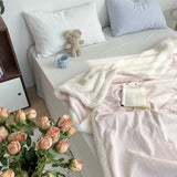 Triogift  -  Milk Velvet Imitation Wool Embossed Blanket Double Layer Thicken Blankets for Autumn Winter Comfortable Warm Blanket Comforters