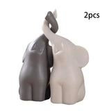 Triogift Ceramic Elephant Figurines for Living Room Creative Miniatures Animal Ornaments Crafts and Furnishings 2PCs