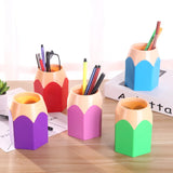 Triogift Cute Pencil Head Shape Pen Holder Pencil Storage Box Student Desktop Office Household Multifunctional Makeup Brush Organizer Box