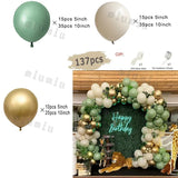 Triogift Jungle Safari Dark Green Balloon Garland Arch Kit Kid Birthday Party Supplies Gold Confetti Latex Ballons Baby Shower Decoration