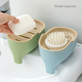 Triogift Soap Box NEW Double Layer Creative Cute Elephant Bathroom Accessories Home Decorative Children Students Waterproof Drain Rack