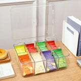 Triogift Plastic Tea Bag Storage Box Stackable Transparent with Lid Storage Container Acrylic Organizer Coffee