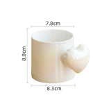 Triogift  -  Nordic Ceramic Cup Coffee Mugs Heart Handrip Design Drinking Water Korean Style Couple Cup Gift 300ml Water Bottle