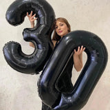 Triogift 2pcs 40inch Huge Black Number Foil Balloons Birthday Party Decorations Adult Kids 10 11 12 15 20 25 30 45 50 60 Year Old Supplie