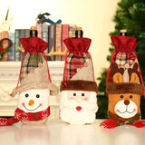 Triogift  Christmas Decorations For Home Navidad Wine Bottle Bag Cover Santa claus Snowman Christmas Party Ornaments Decor