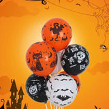 Triogift 30/10Pcs Scary Halloween Balloons Kids Toys Pumpkin Skeleton Ghost Bar Party Decor Balloon Halloween Black Orange Latex Balloon