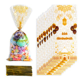 Triogift  50pcs Ramadan Kareem Gift Bags Eid Mubarak Plastic Candy Cookie Bag   Islamic Muslim Party Decor Eid Al-fitr Ramadan gifts