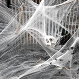 Triogift Halloween Decorations Artificial Spider Web Stretchy Cobweb Scary Party Halloween Decoration for Bar Haunted House Scene Props