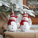 Triogift 2pcs Christmas Tree Ornaments Snowman Crutch Elk Xmas Tree Pendant Christmas Decoration for Home New Year Gifts Kids Toys