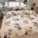 Triogift American style small fresh bedding, simple plant flower bed sheets, quilt covers, three piece sets, four piece sets