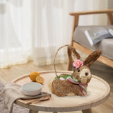 Triogift  Artificial Straw Easter Rabbit Holiday Wedding Indoor Outdoor Festival Supplies Decoration Rabbit Doll Animal Model Filled Eggs