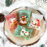 Triogift 100pcs Hot Seal Christmas Cookie Bags Handmade Candy Nougat Baking Packaging bag Christmas Decorations  New Year  xmas Gift