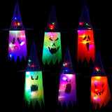 Triogift LED Halloween Decoration Flashing Light Gypsophila Ghost Festival Dress Up Glowing Wizard Ghost Hat Lamp Decor Hanging Lantern