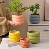 Triogift Creative Round Flower Pot Succulent Pot Ceramics Planter Home Decor Desktop Ornaments Garden Decoration Bonsai Plant Pot