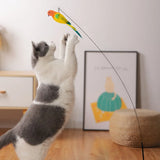 Triogift  Interactive Cat Toy Funny Simulation Bird Feather with Bell Cat Stick Toy for Kitten Playing Teaser Wand Toy Pet Cats Supplies