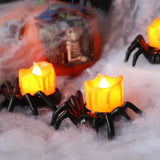 Triogift  1/6pcs LED Candle Light Spider Pumpkin Lamp Flickering Flameless Flashing Electric Candles Battery Lights Halloween Party Decor