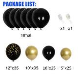 Triogift 128Pcs Black Gold Balloon Garland Arch Kit Gold Dot Print Latex Happy 30th 40th 50th Adults Birthday Party Balloon Decorations