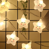 Triogift  LED Star Lights Smile Star Night Lights String Lights Decoration Battery/USB Recharge Bedroom Decorations Gift Lamps for Kids