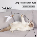 Triogift  Simulation Bird interactive Cat Toy Funny Feather Bird with Bell Cat Stick Toy for Kitten Playing Teaser Wand Toy Cat Supplies