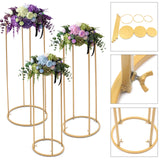 Triogift  3Pcs Flower Floor Vase Metal Round Flower Stand Wedding Centerpiece For Party Decoration