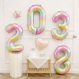 Triogift  40 inch 1 2 3 4 5 Large Rainbow Star Number Balloon Gradient Colorful Foil Helium Balloons Girls Birthday Party Decoration Globo