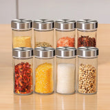 Triogift  Stainless Steel Rotating Seasoning Rack Kitchen Supplie Seasoning Jar Set Herb And Spice Tools Glass Spice Jar Condiments Shelf