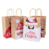 Triogift 5Pcs Kraft Gift Bags with Handle Elk Snowflake Christmas Tree Merry Christmas Party Favors Packaging Bag Navidad New Year 2025