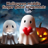 Triogift Halloween Middle Finger Ghost Decoration Cute Ghost Statue For Home Fireplace Decor Smooth Body Enhance Festive Atmosphere