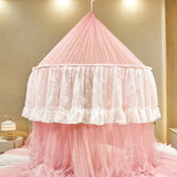 Triogift Hung Dome Mosquito Net for Baby Children Princess Style Round Top Double Layer Yarn Suspended Ceiling